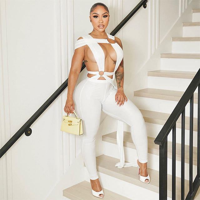 Hollow Out Laced-up Bandage Jumpsuit
