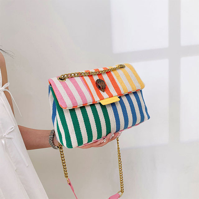 Colorful Striped Chains Canvas Bag
