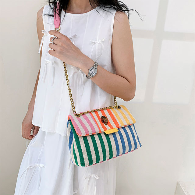 Colorful Striped Chains Canvas Bag