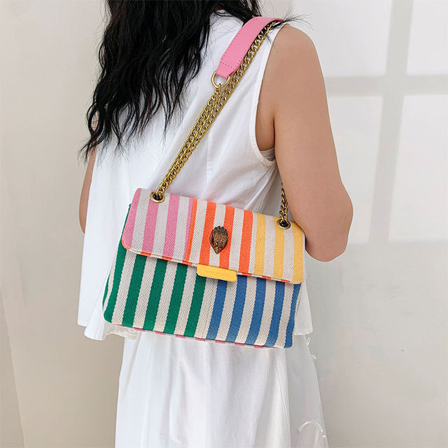 Colorful Striped Chains Canvas Bag