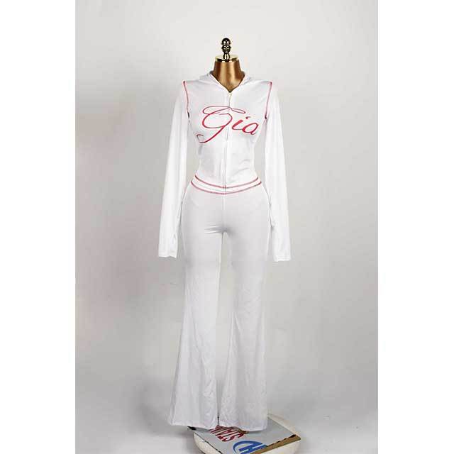 Long Sleeve Zipper Up Hooded 2 Pieces Jogging Suit