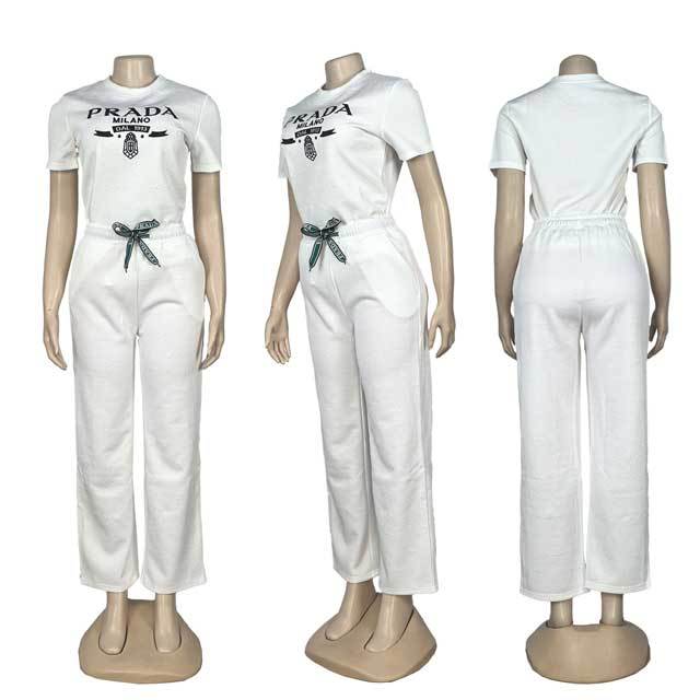 Jacquard Short Sleeve Casual Jogging Suit