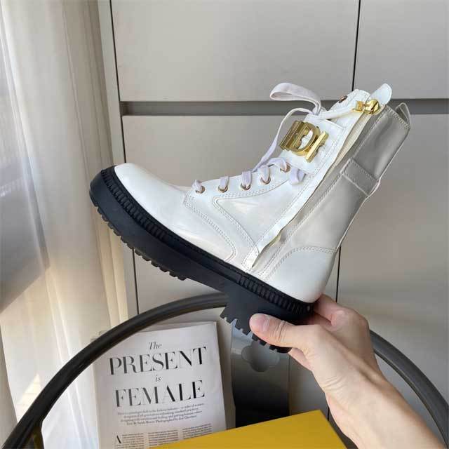 Fashion Metal Logo Women Martin Boots