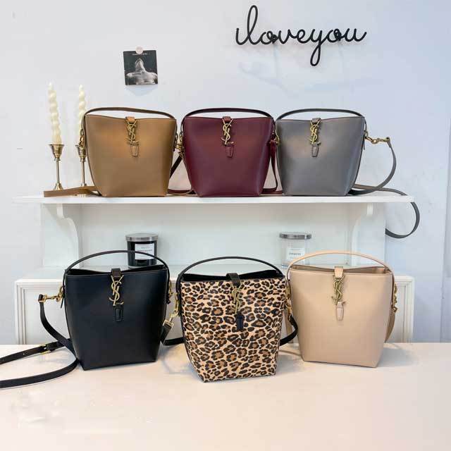 Metal Logo Fashion Crossbody Bucket Bag