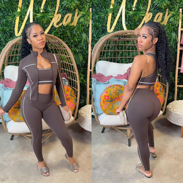 Colorblock Activewear Tight Pant Set 3 Pieces