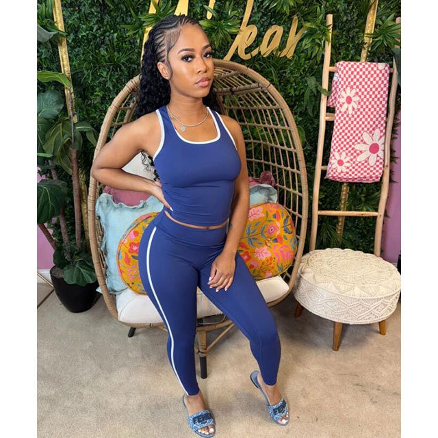 Contrast Color Yoga Wear Tight Legging Set