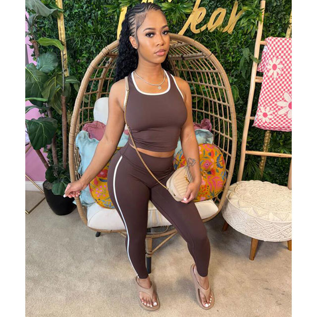 Contrast Color Yoga Wear Tight Legging Set