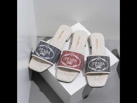 Embroidery Brand Design Low Heels Slides Shoes