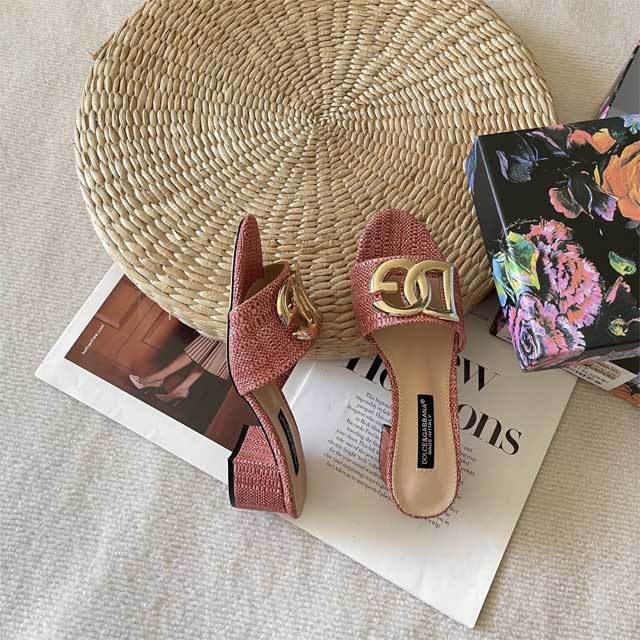 Fashion Braid Hollow Out Chunky Sandals