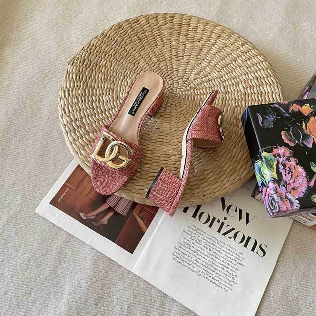 Fashion Braid Hollow Out Chunky Sandals