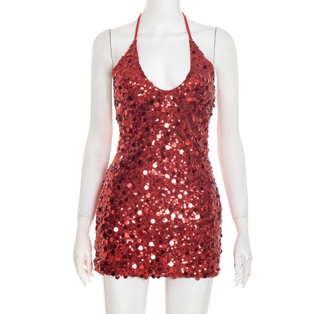 Halter Neck Sequined Bodycon Dress