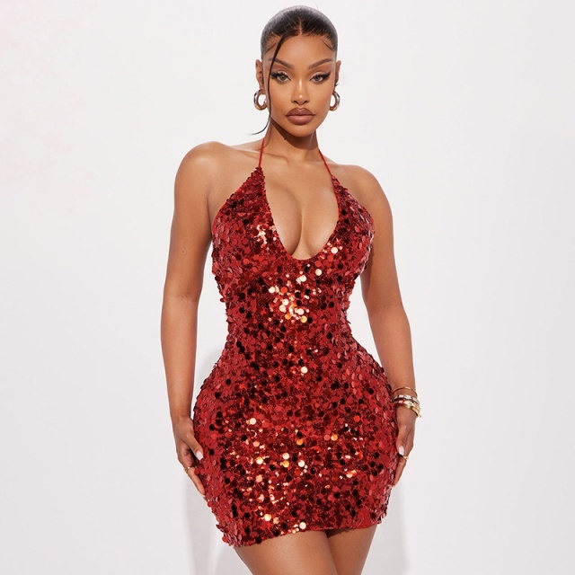 Halter Neck Sequined Bodycon Dress