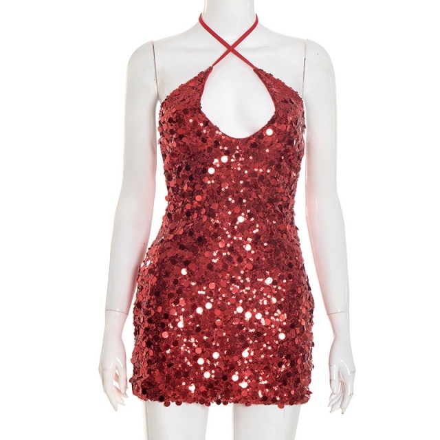 Halter Neck Sequined Bodycon Dress