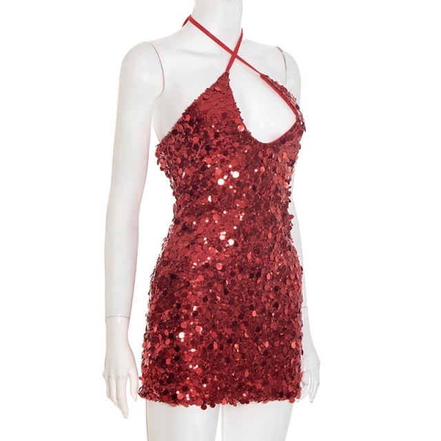Halter Neck Sequined Bodycon Dress