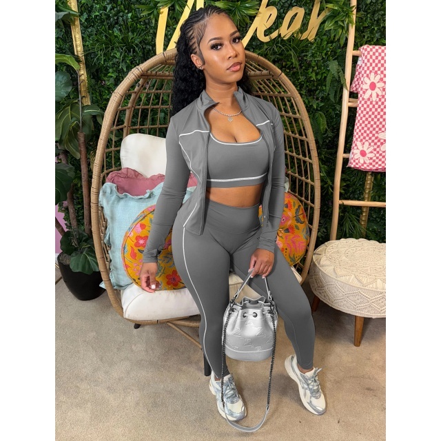 Striped Long Sleeve Top Jogging Pant Set 3 Pieces
