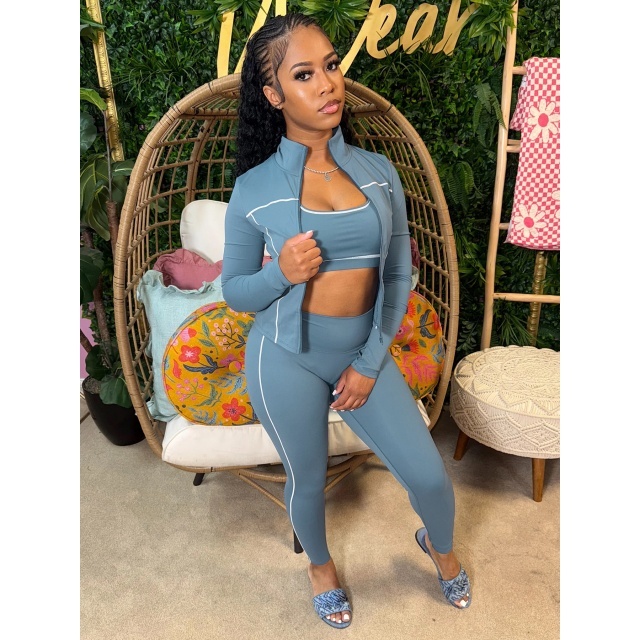 Striped Long Sleeve Top Jogging Pant Set 3 Pieces