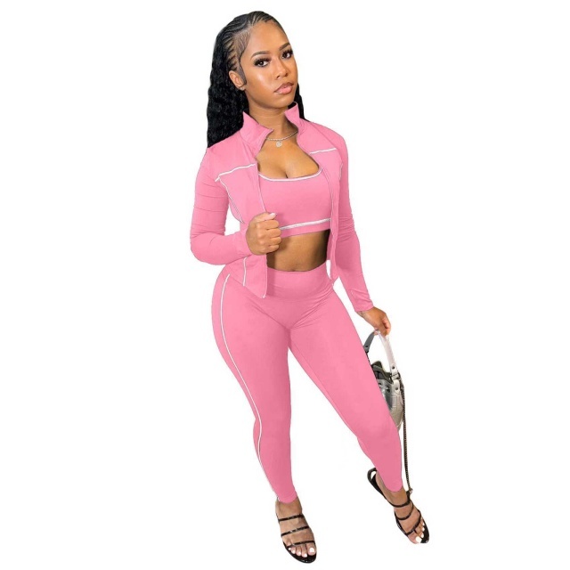 Striped Long Sleeve Top Jogging Pant Set 3 Pieces