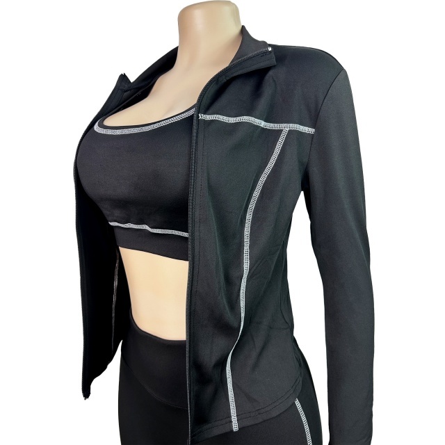 Striped Long Sleeve Top Jogging Pant Set 3 Pieces