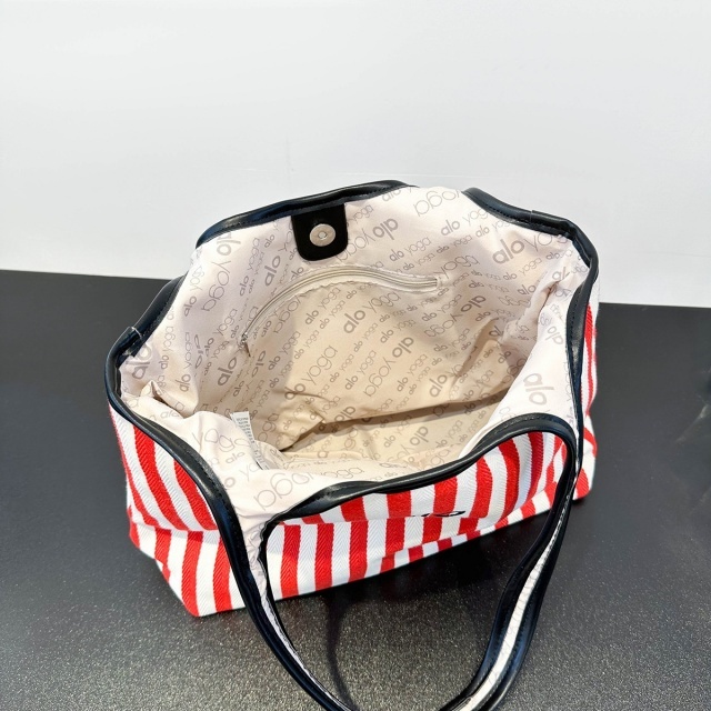 Casual Style Striped Printed Canvas Bag Shoulder Bag
