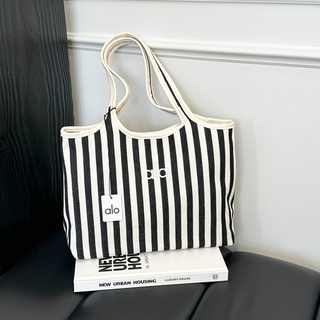 Casual Style Striped Printed Canvas Bag Shoulder Bag
