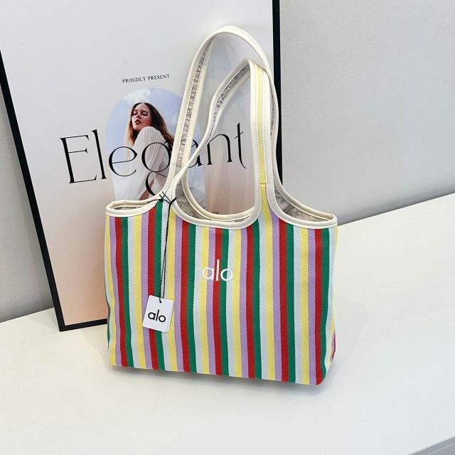 Casual Style Striped Printed Canvas Bag Shoulder Bag