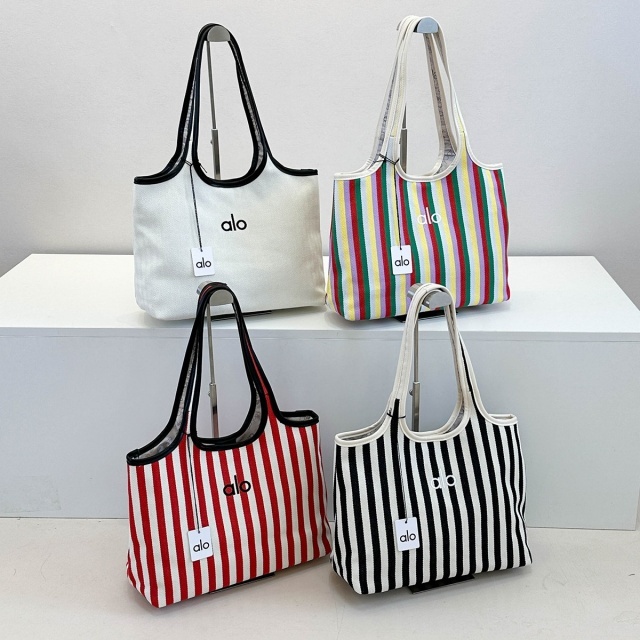 Casual Style Striped Printed Canvas Bag Shoulder Bag