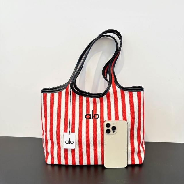 Casual Style Striped Printed Canvas Bag Shoulder Bag