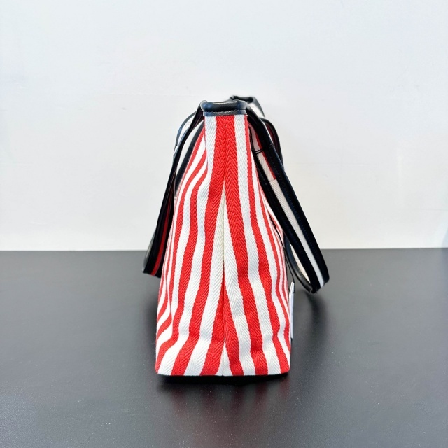 Casual Style Striped Printed Canvas Bag Shoulder Bag