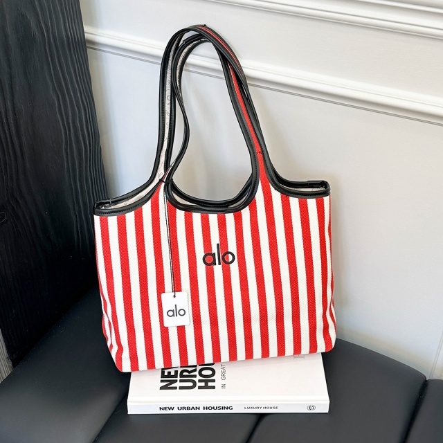 Casual Style Striped Printed Canvas Bag Shoulder Bag