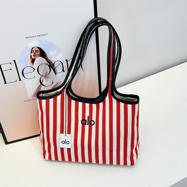 Casual Style Striped Printed Canvas Bag Shoulder Bag