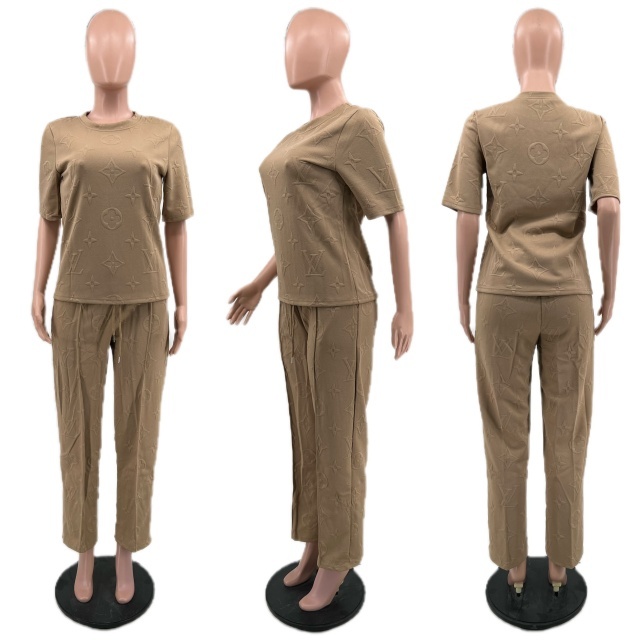 Embossing Fashion Short Sleeve Fall Jogging Suit
