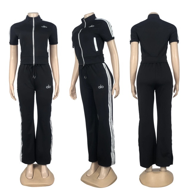 Fashion Embroidery Striped Fall Jogging Suit