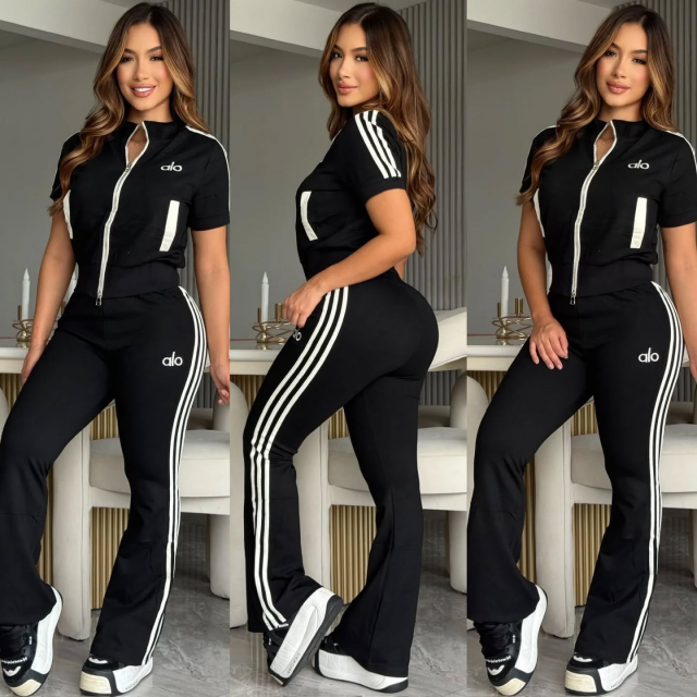 Fashion Embroidery Striped Fall Jogging Suit