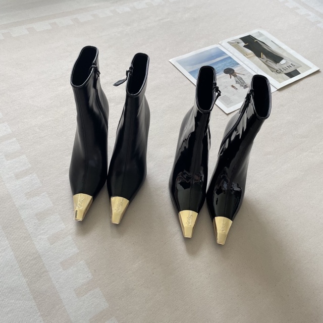 Sexy Pointed Toe Leather Short Boots