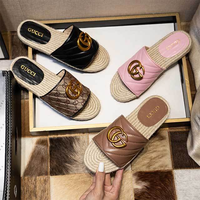 High Quality Fashion Woman Flat Straw Slippers