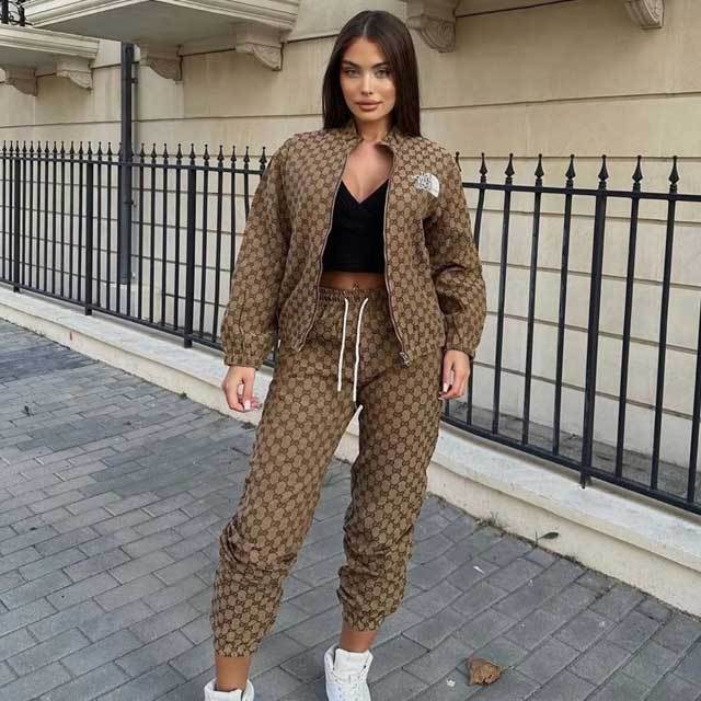 Fashion Embroidery Jacket Top Casual Pants Set