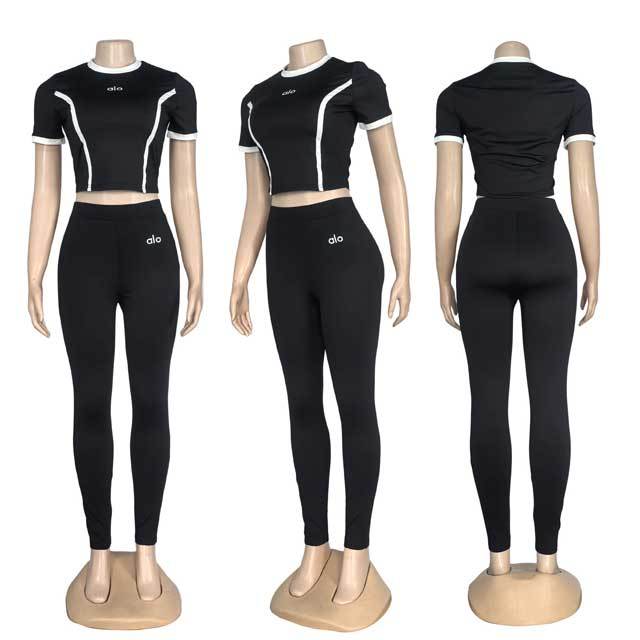 Fashion Women High Waist Gym Tights Set