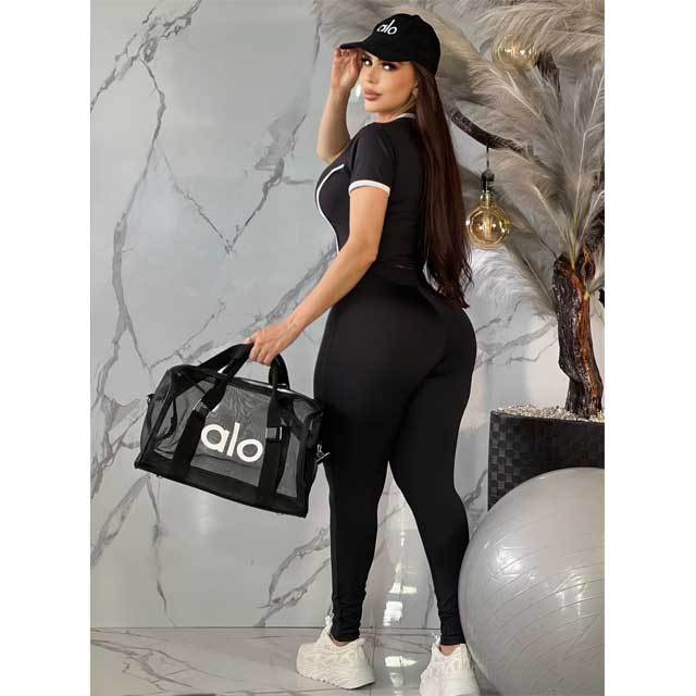 Fashion Women High Waist Gym Tights Set