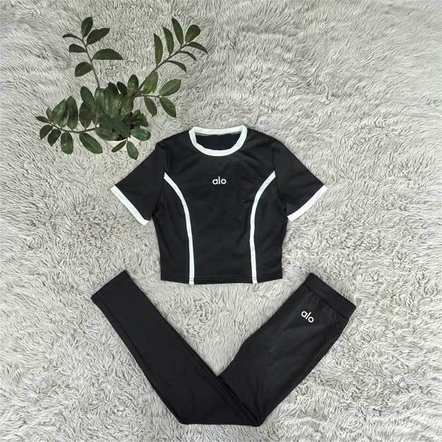 Fashion Women High Waist Gym Tights Set