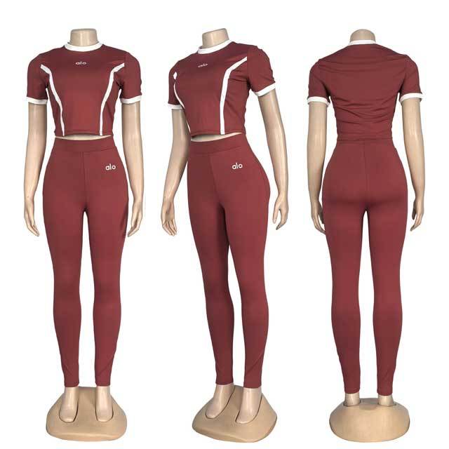 Fashion Women High Waist Gym Tights Set