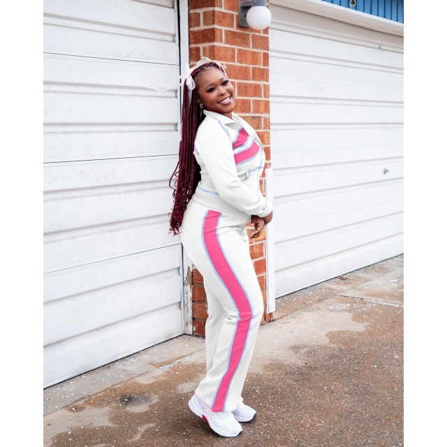 Color Block Casual Style Two Pieces Pant Set