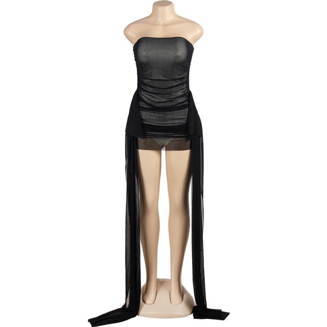 Off Shoulder Tube Top Ribbon Slim Mini Dress