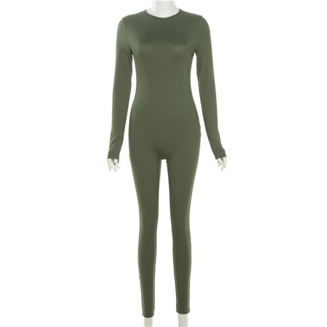 Basic Style Solid Color Slim Jumpsuit