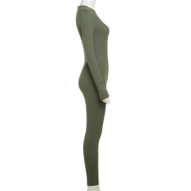 Basic Style Solid Color Slim Jumpsuit