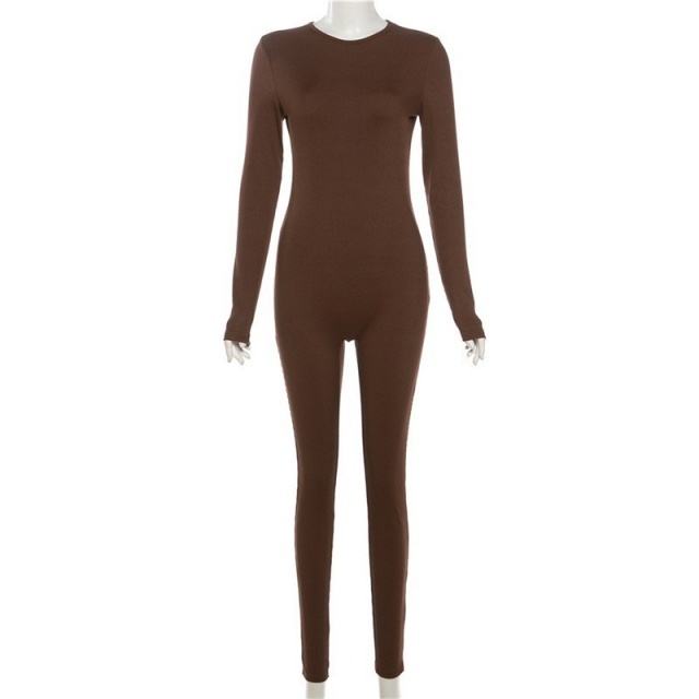 Basic Style Solid Color Slim Jumpsuit