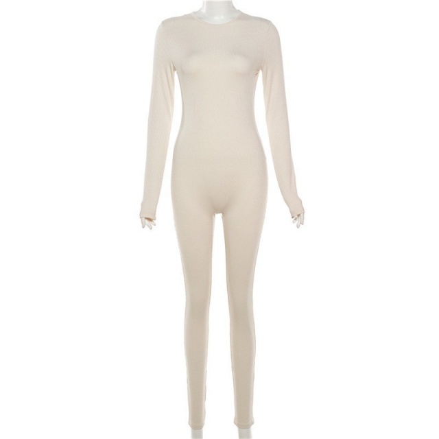 Basic Style Solid Color Slim Jumpsuit