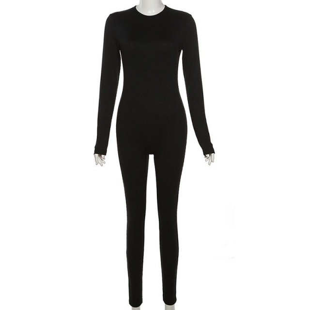 Basic Style Solid Color Slim Jumpsuit