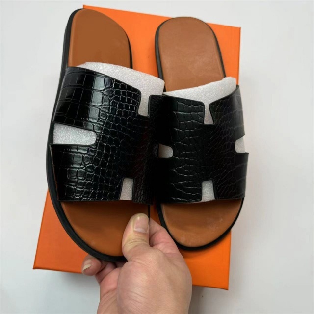 Crocodile Pattern Fashion Men Flat Slides