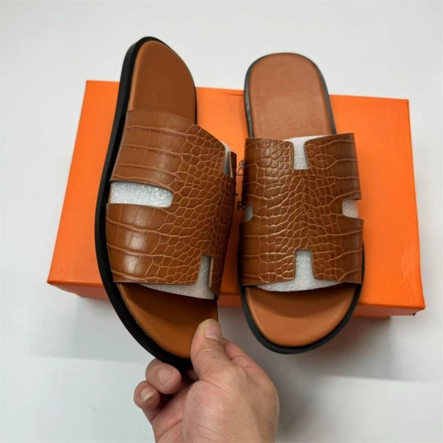 Crocodile Pattern Fashion Men Flat Slides