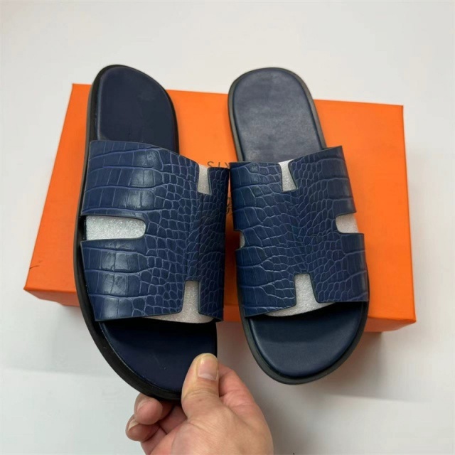 Crocodile Pattern Fashion Men Flat Slides